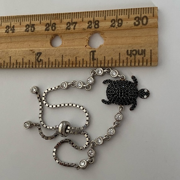 925 Silver turtle bracelet black and clear cz stones - Picture 5 of 5